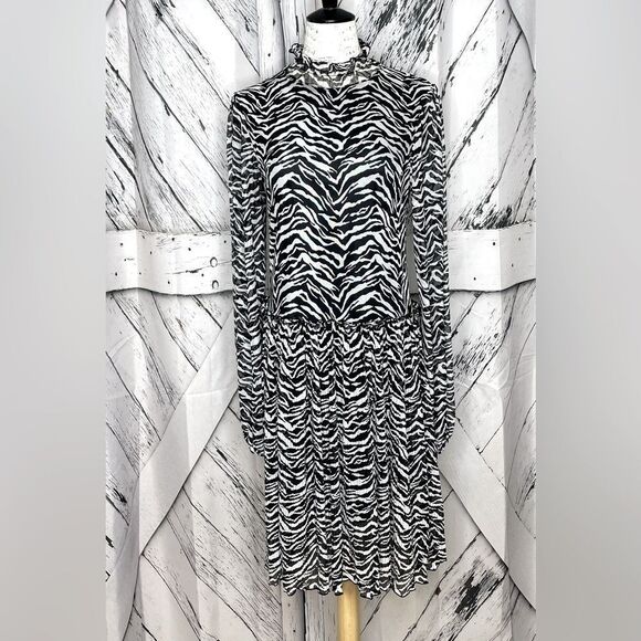 Zara Zebra Print Dress Mesh Size L - Picture 2 of 8